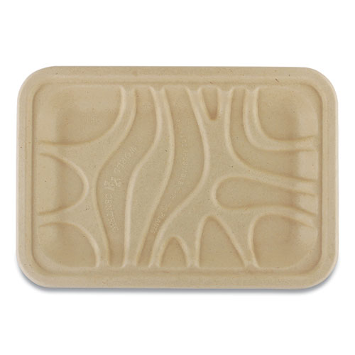 Fiber Trays, PLA Lined, PFAS Free, 8.2 x 5.7 x 0.7, Natural, Paper, 500/Carton