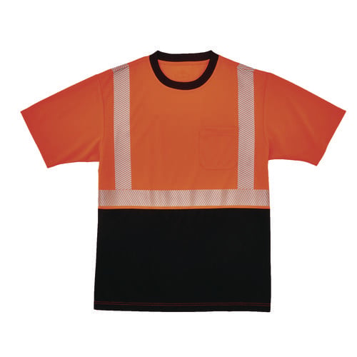 GloWear 8280BK Class 2 Performance T-Shirt with Black Bottom, 10X-Large Long, Orange