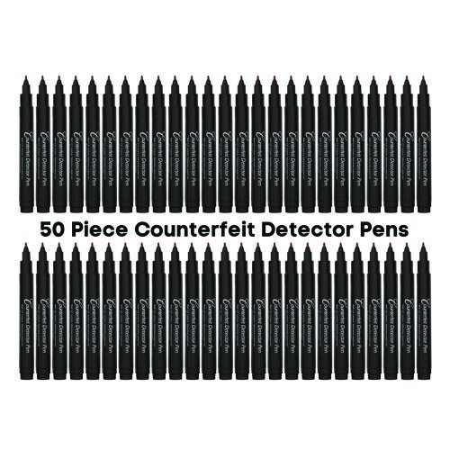 Counterfeit Bill Detector Marker Pen, 3 x 7.25 x 0.6, Black, 50/Pack