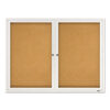 Enclosed Indoor Cork Bulletin Board with Two Hinged Doors, 48" x 36", Tan Surface, Satin Aluminum Frame
