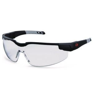 Skullerz DELLENGER Anti-Scratch/Enhanced Anti-Fog Safety Glasses with Adjustable Temples, Black Frame, Clear Polycarb Lens