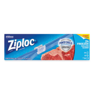 Slider Freezer Bags, 1 gal, 9.5" x 2.63" x 10.56", Clear, 24/Box