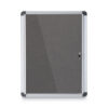 Slim-Line Enclosed Fabric Bulletin Board with One Door, 28" x 38", Gray Surface, Satin Aluminum Frame