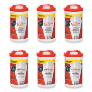 No-Rinse Sanitizing Multi-Surface Wipes, Unscented, White, 95/Container, 6/Carton