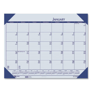 EcoTones Recycled Monthly Desk Pad Calendar, 22 x 17, Ocean Blue Sheets/Corners, Black Binding, 12-Month (Jan-Dec): 2025