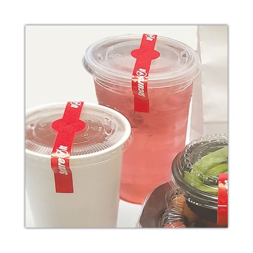SecureIT Tamper Evident Food Container Seals, 1 x 7, Red, Paper, 250/Roll, 2 Rolls/Pack