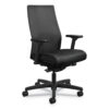 Ignition 2.0 4-Way Stretch Mid-Back Mesh Task Chair, Adjustable Lumbar Support, Black Vinyl Seat, Black Back/Base