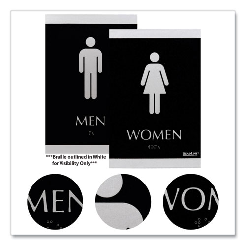 Century Series Office Sign, Men; Women, 6 x 9, Black/Silver