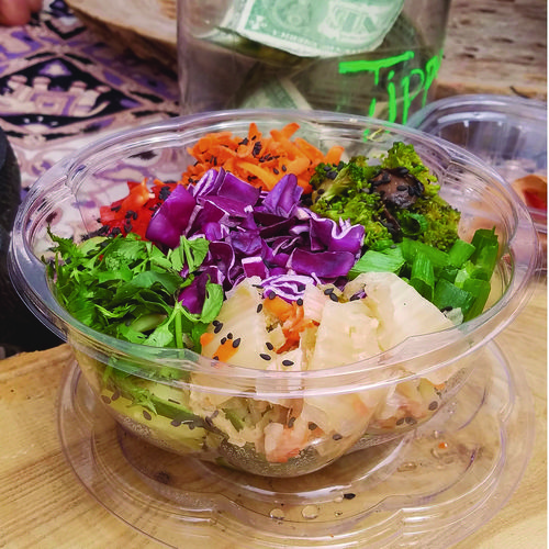 Renewable and Compostable Salad Bowls with Lids, 32 oz, Clear, Plastic, 50/Pack, 3 Packs/Carton