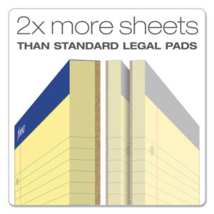 Double Sheet Pads, Wide/Legal Rule, 100 Canary-Yellow 8.5 x 11.75 Sheets