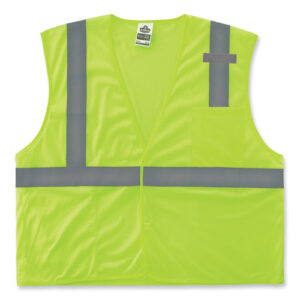 GloWear 8210HL-S Single Size Class 2 Economy Mesh Vest, Polyester, 4X-Large, Lime