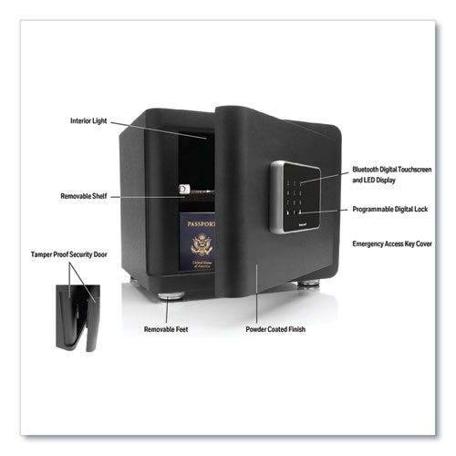Bluetooth Smart Safe with Touch Screen, 15 x 11.8 x 11.8, 0.97 cu ft, Black