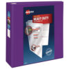 Heavy-Duty View Binder with DuraHinge and Locking One Touch EZD Rings, 3 Rings, 4" Capacity, 11 x 8.5, Purple