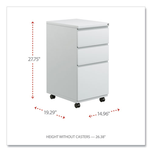 File Pedestal with Full-Length Pull, Left/Right, 3-Drawers: Box/Box/File, Legal/Letter, Light Gray, 14.96" x 19.29" x 27.75"