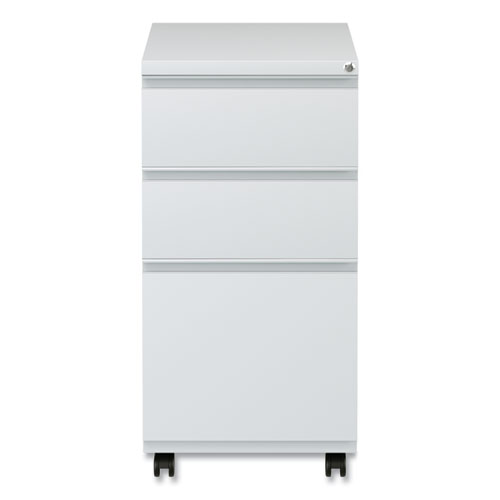 File Pedestal with Full-Length Pull, Left/Right, 3-Drawers: Box/Box/File, Legal/Letter, Light Gray, 14.96" x 19.29" x 27.75"
