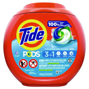PODS Laundry Detergent, Clean Breeze, 36 oz Tub, 42 Pacs/Tub, 4 Tubs/Carton