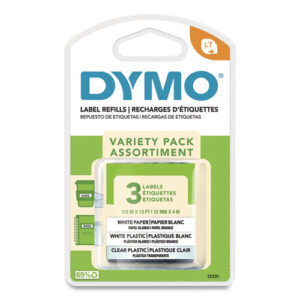 LetraTag Paper/Plastic Label Tape Value Pack, 0.5" x 13 ft, Assorted, 3/Pack