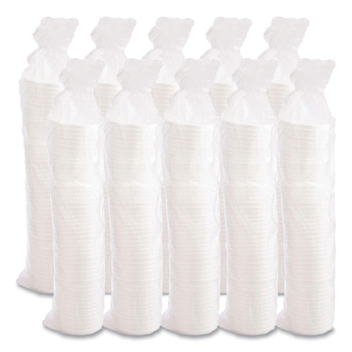 Vented Foam Lids, Fits 6 oz to 32 oz Hot Cups, White, 50/Pack, 10 Packs/Carton