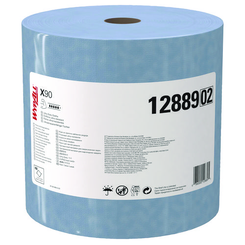 X90 Cloths, Jumbo Roll, 2-Ply, 11.1 x 13.4, Denim Blue, 450/Roll