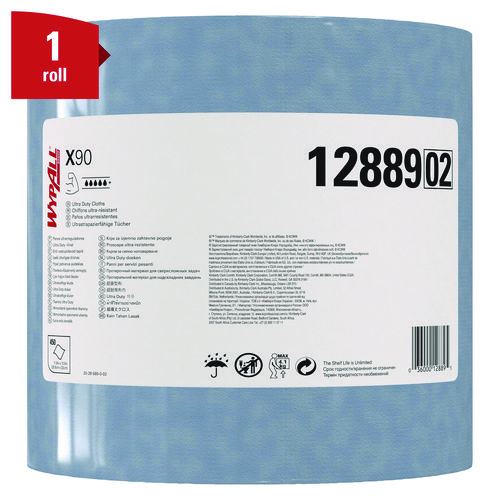 X90 Cloths, Jumbo Roll, 2-Ply, 11.1 x 13.4, Denim Blue, 450/Roll
