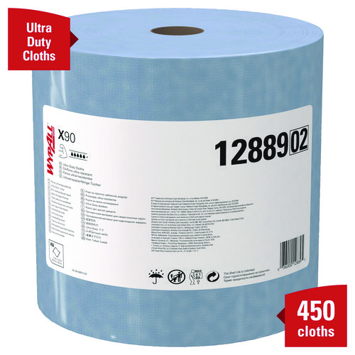 X90 Cloths, Jumbo Roll, 2-Ply, 11.1 x 13.4, Denim Blue, 450/Roll