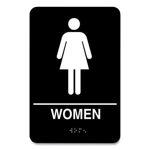 Indoor Restroom Door Sign, Men/Women, 5.9 x 9, Black/White, 2/Pack
