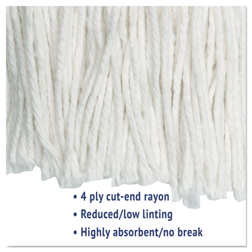 Cut-End Wet Mop Head, Rayon, No. 20, White