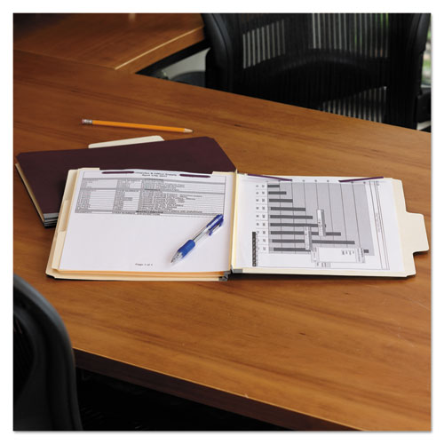 SuperTab Classification Folders, Six SafeSHIELD Fasteners, 2" Expansion, 2 Dividers, Letter Size, Dark Gray, 10/Box