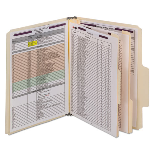 SuperTab Classification Folders, Six SafeSHIELD Fasteners, 2" Expansion, 2 Dividers, Letter Size, Dark Gray, 10/Box
