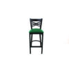 X Series Barstool, Supports Up to 300 lb, 29.5" Seat Height, Green Seat, Black Back, Black Base