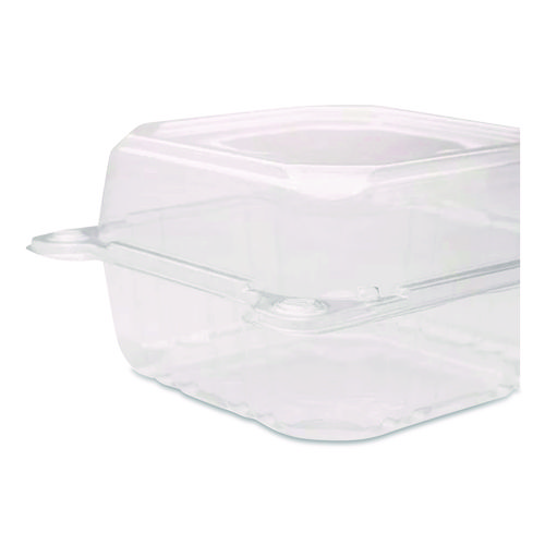 PET Plastic Hinged Container, 6 x 6 x 3.3, Clear, Plastic, 500/Carton