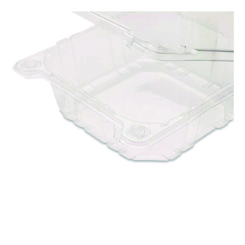 PET Plastic Hinged Container, 6 x 6 x 3.3, Clear, Plastic, 500/Carton