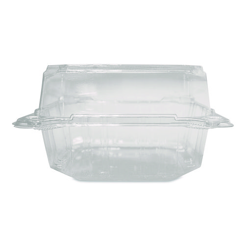 PET Plastic Hinged Container, 6 x 6 x 3.3, Clear, Plastic, 500/Carton