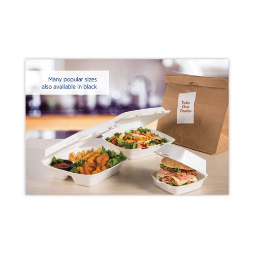 Insulated Foam Hinged Lid Containers, 9.01 x 9.4 x 3, White, 100/Pack, 2 Packs/Carton