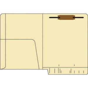 Heavy-Duty Slash Pocket End Tab Fastener Folders, 1 Fastener, Letter Size, Manila Exterior, 50/Box