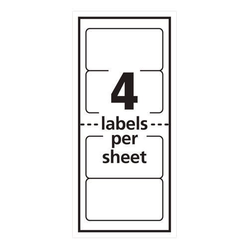 Mini-Sheets Mailing Labels, Inkjet/Laser Printers, 2 x 4, White, 4/Sheet, 25 Sheets/Pack
