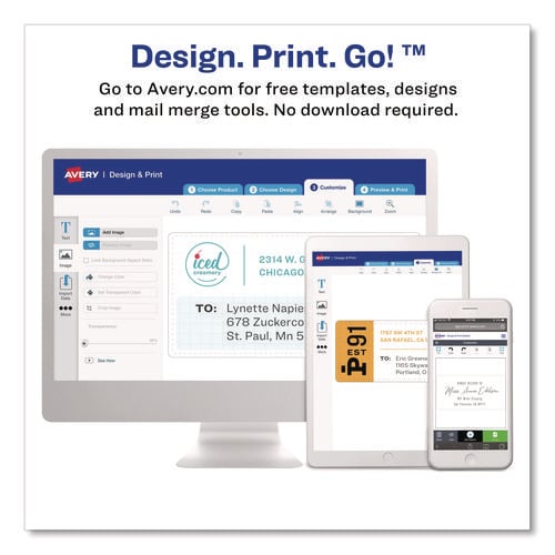 Mini-Sheets Mailing Labels, Inkjet/Laser Printers, 2 x 4, White, 4/Sheet, 25 Sheets/Pack