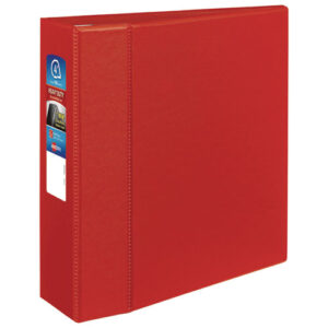Heavy-Duty Non-View Binder with DuraHinge and Locking One Touch EZD Rings, 3 Rings, 4" Capacity, 11 x 8.5, Red