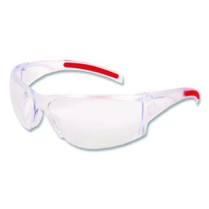 Hulk HK1 Series Safety Glasses, Anti-Fog, Clear/Red Plastic Frame, Clear Plastic Lens