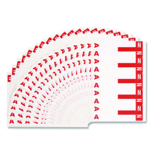 AlphaZ Color-Coded First Letter Combo Alpha Labels, A/N, 1.16 x 3.63, Red/White, 5/Sheet, 20 Sheets/Pack