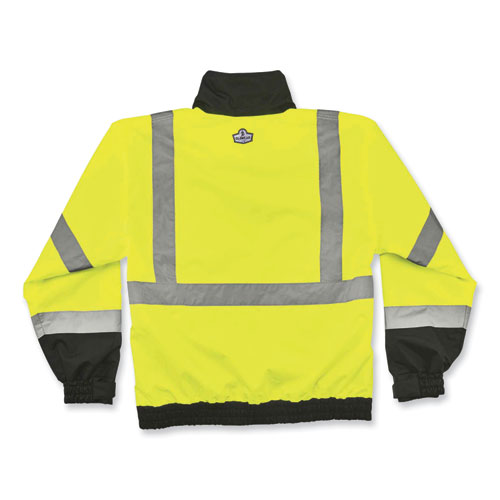 GloWear 8379 Class 3 Hi-Vis Fleece Lined Bomber Jacket, Lime, Medium