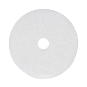 Polishing Floor Pads, 20" Diameter, White, 5/Carton