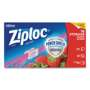 Slider Storage Bags, Quart, 5.88" x 1.88" x 7.88", Clear, 76 Bags/Box, 9 Boxes/Carton