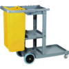 Janitor's Cart, Plastic, 4 Shelves, 1 Bin, 19" x 45" x 39", Gray