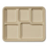 Fiber Trays, 5 Compartments, 8.5 x 10.24 x 1.01, Natural, Paper, 400/Carton