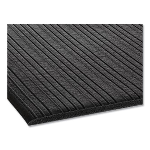 Ribbed Vinyl Anti-Fatigue Mat, Rib Embossed Surface, 36 x 144, Black