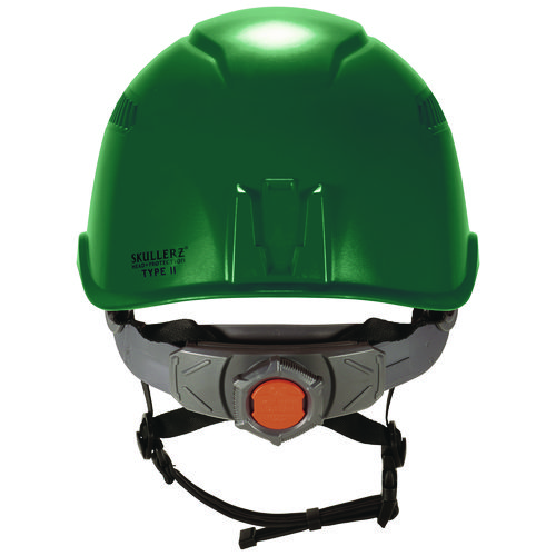 Skullerz 8977LED Class C Safety Helmet with LED Light and Adjustable Venting, 6-Point Ratchet Suspension, Green
