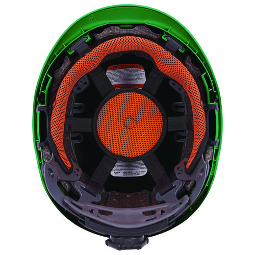 Skullerz 8977LED Class C Safety Helmet with LED Light and Adjustable Venting, 6-Point Ratchet Suspension, Green