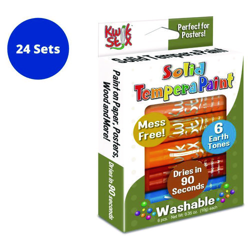Kwik Stix Tempera Paint Set, 6 Assorted Earth Tones Colors, 6/Pack, 24 Packs/Carton
