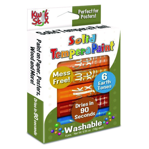 Kwik Stix Tempera Paint Set, 6 Assorted Earth Tones Colors, 6/Pack, 24 Packs/Carton